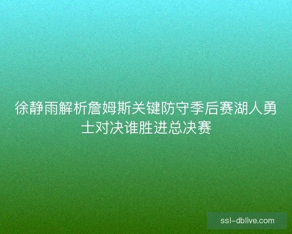 徐静雨解析詹姆斯关键防守季后赛湖人勇士对决谁胜进总决赛 徐静雨解析詹姆斯关键防守季后赛湖人勇士对决谁胜进总决赛