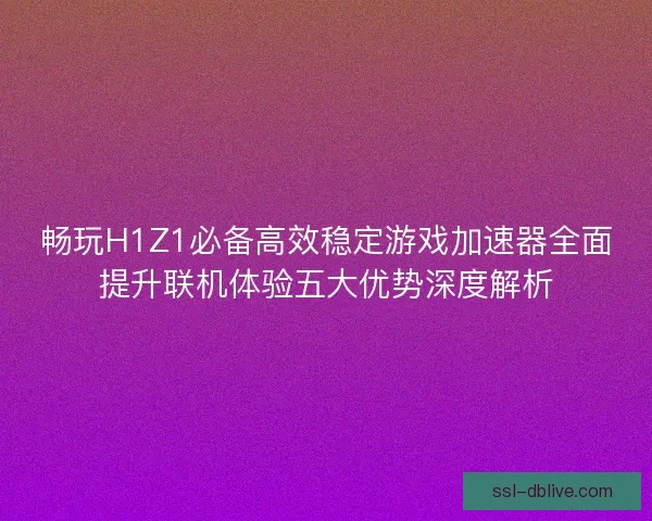 畅玩H1Z1必备高效稳定游戏加速器全面提升联机体验五大优势深度解析