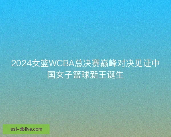 2024女篮WCBA总决赛巅峰对决见证中国女子篮球新王诞生