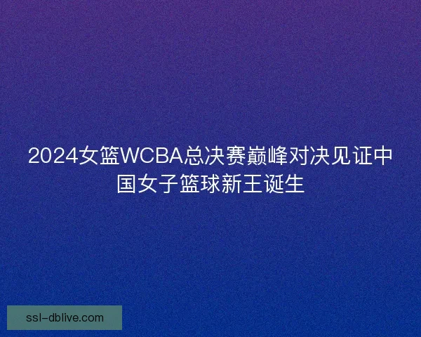 2024女篮WCBA总决赛巅峰对决见证中国女子篮球新王诞生 2024女篮WCBA总决赛巅峰对决见证中国女子篮球新王诞生