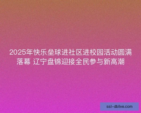 2025年快乐垒球进社区进校园活动圆满落幕 辽宁盘锦迎接全民参与新高潮