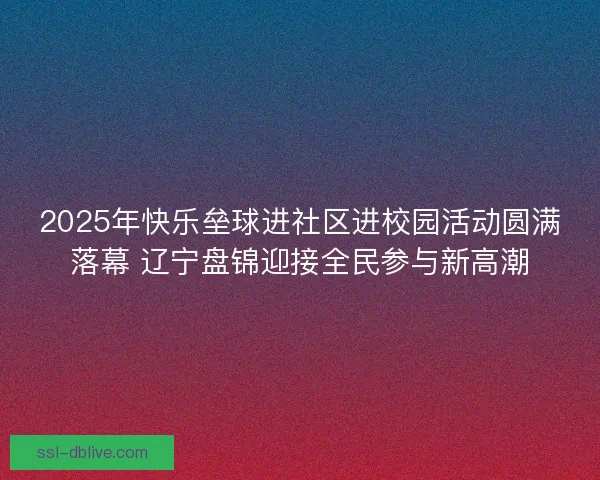2025年快乐垒球进社区进校园活动圆满落幕 辽宁盘锦迎接全民参与新高潮